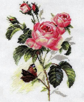Роза и бабочка Алиса 2-13, цена 572 руб. - интернет-магазин Мадам Брошкина